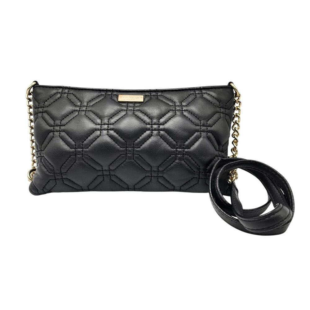Kate Spade New York Presley Astor Court Black Leather Quilted Crossbody Bag